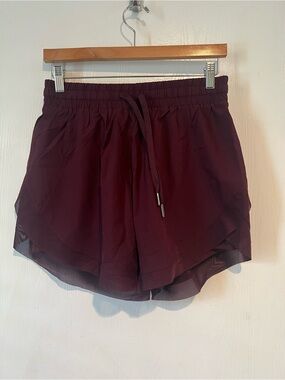 Halara Drawstring 2-in-1 Running Shorts Burgandy  Mesh Contrast Women S NWT